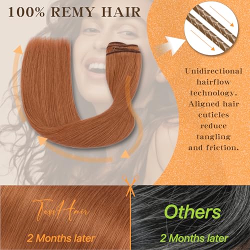 Clip-in Hair Extensions Long Straight 85g 10 Inch Dark Auburn #33 - Remy Human Hair