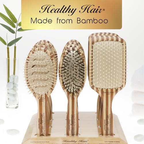 Eco-Friendly Bamboo Ionic Paddle Hair Brush with Boar Combo - Healthy Hair