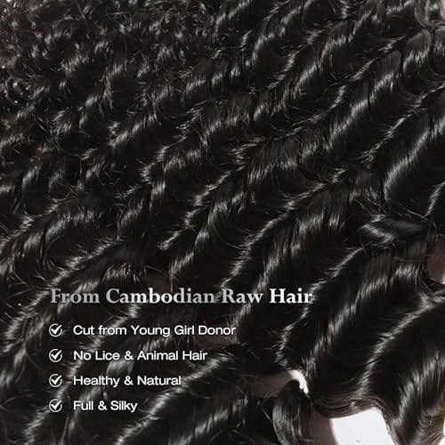 Deep Wave Human Hair Bundles - Unprocessed Cambodian 20 Inch Natural Black
