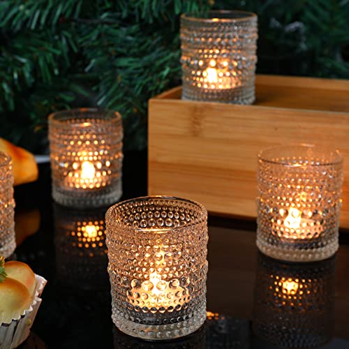 Clear Glass Votive Candle Holders Set of 72 - Tea Light Centerpieces, Elegant Dot Design