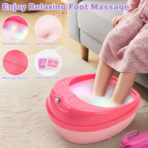 Kids Foot Spa & Nail Kit Set - Medium Size Spa Day Gift for Girls - 25 pcs