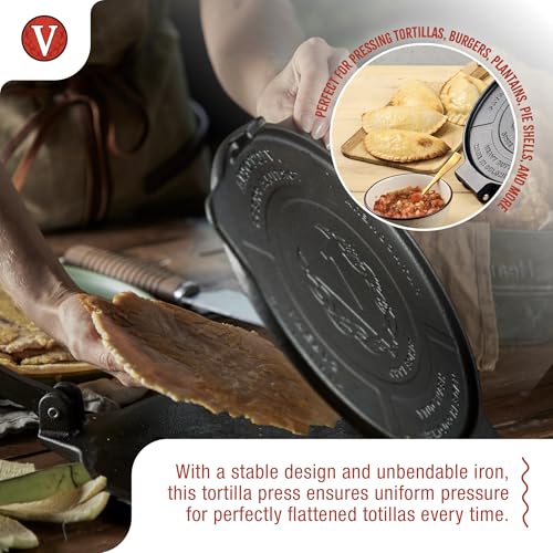 Victoria Cast Iron Tortilla Press - 10 Inch HD Spherrous Iron, Seasoned with Flaxseed Oil