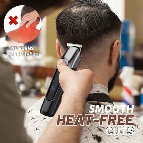 Men's Cordless Waterproof Hair Clipper & Trimmer Set with Nose Ear Groomer