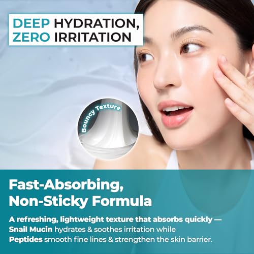 Snail Mucin 88% + Peptide Gel Moisturizer - Non-Sticky, Fast Absorbing