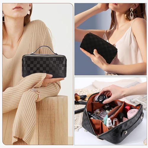 Travel Makeup Bags Set - Large Waterproof Cosmetic Organizer with Handle - Black Variation