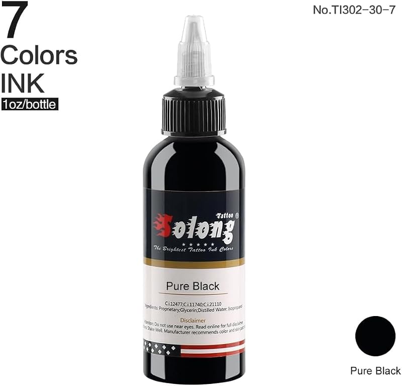 Solong Tattoo Ink Color Set - Professional 7 Color Pigment Kit for Outlining & Shading
