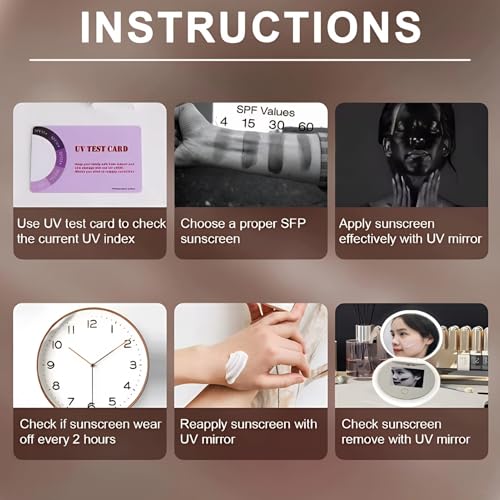 Travel Mirror with Light Intelligent Touch Control Brightness Adjustment UV Camera Lens Testing Compact Makeup Mirror with Magnification Portable LED Vanity Mirror for Travel and Home Use