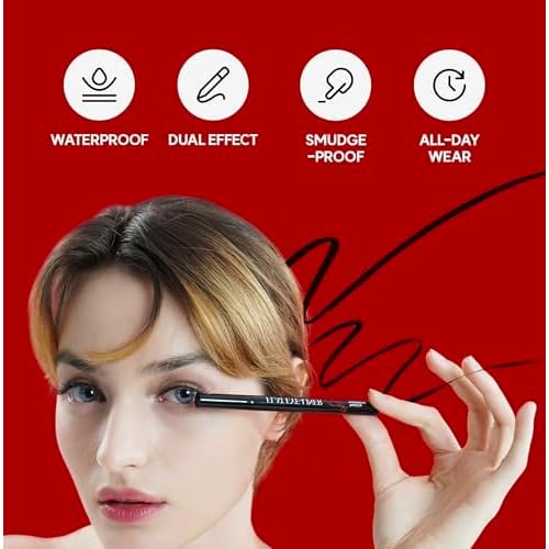 NOON'S UP Flat Eye-Liner - Waterproof Liquid Eyeliner Pen | Ultra-Slim & Bold Black Eyeliner | Quick-Dry & Waterproof Liquid Liner | Long Wear & No Smudge | Look-Defining Black Pen (0.017 Fl. Oz.)