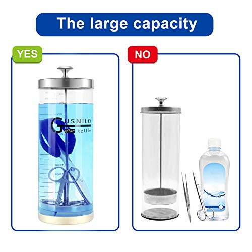 Comb-shaped Salon Disinfectant Jar (42 Oz) by Gusnilo ? Stainless Steel Tray Included, Fits Nail & Hairdressing Essentials