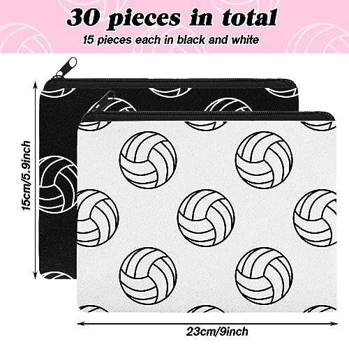 Volleyball Cosmetic Bag Set - 30 Pcs Black & White Team Gift