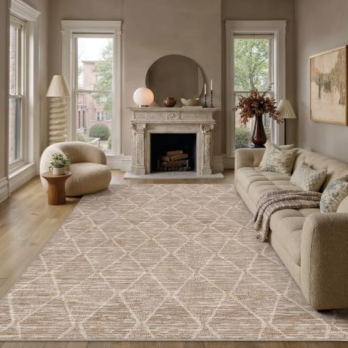 HUGEAR 6x9 Brown Washable Area Rug for Living Room - Non-Slip, Easy Clean