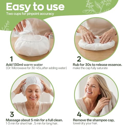 Rinse-Free Shampoo Caps Pack for Bedridden & Travel - No Rinse Hair Wash