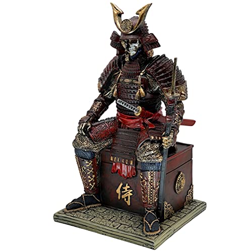 LOOYAR Red Gold Medieval Samurai Undead Warrior Resin Statue (15.4"H) – Hand Painted, Eco-Friendly
