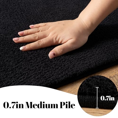 qulint Black 6x9 Feet Memory Foam Rug for Living Room & Bedroom, Non-Slip Washable Large Area Rug