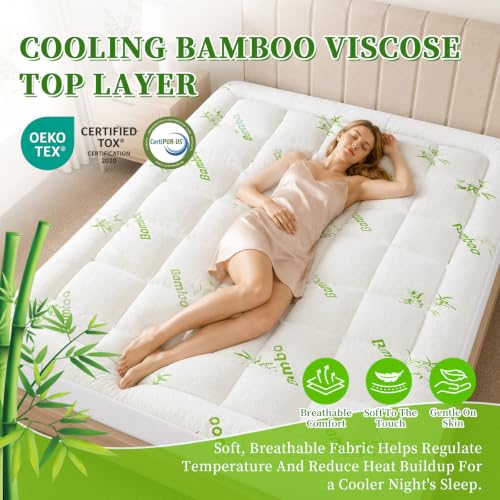 Queen Mattress Topper Plush Pillow Top Mattress Pad for Pressure Relief