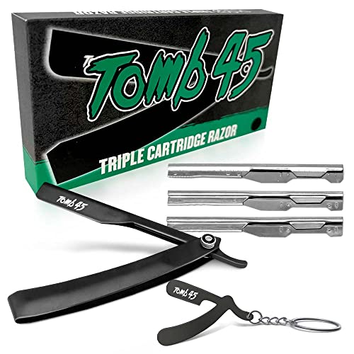 Black Tomb45 Triple Cartridge Razor Holder with 3 Adjustable Blade Exposure Options