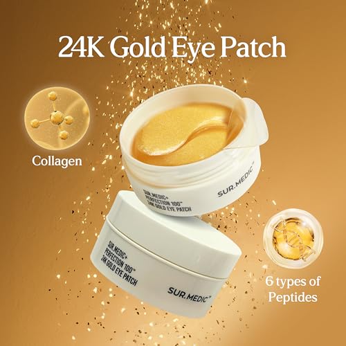 Gold Eye Patches for Dark Circles & Puffiness - 60 Pairs, Hydrating & Anti-Aging