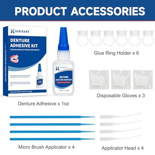 Kedicare Denture Repair Glue Kit - Instant Bonding for Cracks & Loose Teeth