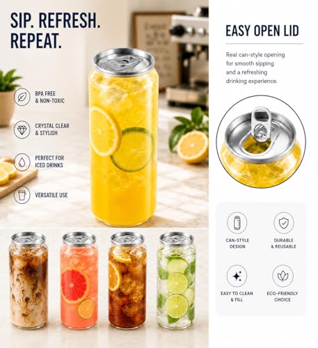 Disposable Juice Cups with Lids 11 oz - Clear PET, 100 Pack, Variation of 16.9 Ounces / Standard Cup