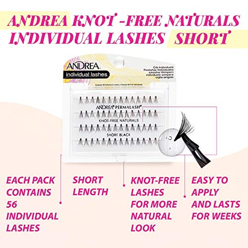 Andrea Knot-Free Naturals Individual Lashes - Short, Black, Natural Look DIY Lash Clusters, Reusable Eyelash Extensions for Daily Wear, 2 Pack