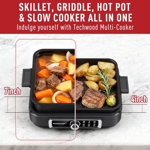 7.5-Quart Electric Skillet & Multi-Cooker with Non-Stick Pan, 5 Heat Settings