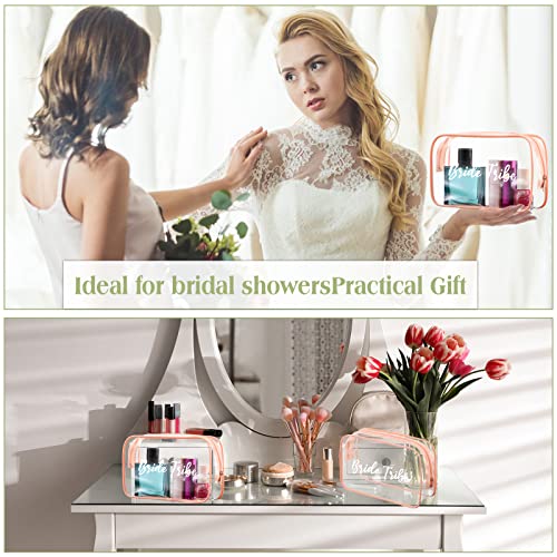 Pink Bridesmaid Makeup Bags Set of 10 Waterproof Clear Cosmetic Pouches