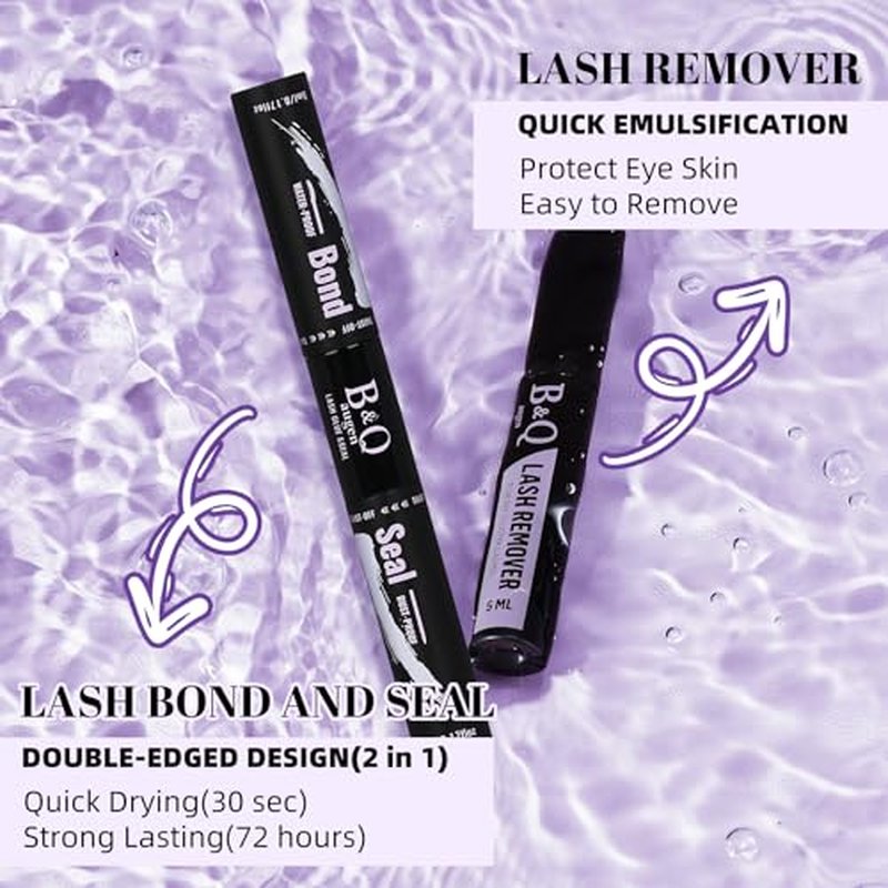 B&Qaugen Lash Extension Kit 192 PCS Eyelash Extension Kit D Curl Lash Clusters Kit Wispy Individual Lash Kit DIY Lash Extension Kit with Lash Glue and Remover Applications (B05+B06, Kit)