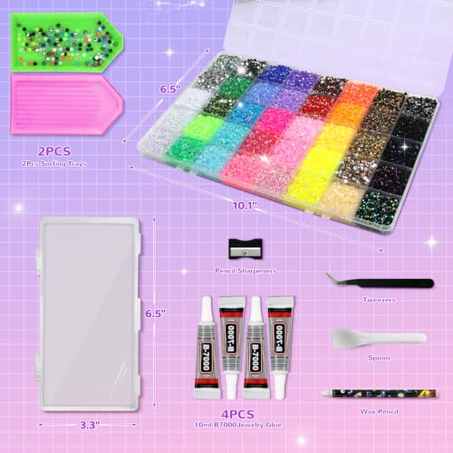 60000Pcs Rhinestone Bedazzling Kit with Glue & Tools for Crafts and Nail Art