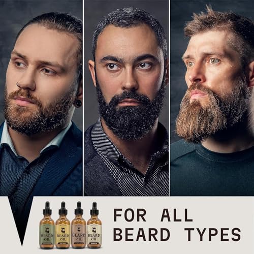 Beard Oil Set - Sandalwood, Vanilla, Cedarwood & Citrus Scents - 2 Fl Oz (Pack of 4)