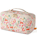 Aveniee Travel Makeup Bag for Women - Zoo Animals Large Cosmetic Organizer, Waterproof PU Leather, Flat Design