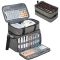 HOMEST Double Layer Nail Polish Organizer Holds 80 Bottles (15ml/0.5 fl. oz) and a Lamp, Case with 2 Removable Pouches for Manicure Tools Storage, Grey(Bag Only)