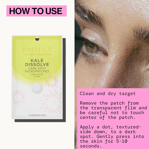 Pacifica Dark Spot Dissolving Micropatches ? Microneedling Dots w/ Niacinamide 12-PACK Tranexamic Acid & Kale to Fade Post-Acne Marks and Age Spots, Brightening Patch Treatment, Clean Vegan Skincare?