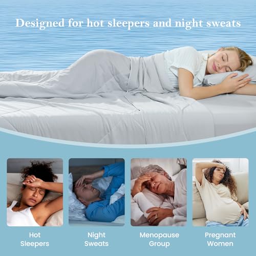 Cooling Comforter for Hot Sleepers Twin Size - Gray, Breathable & Soft
