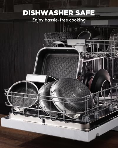 Snowclad 13x10 Inch Nonstick Stainless Steel Roasting Pan for Oven & All Cooktops
