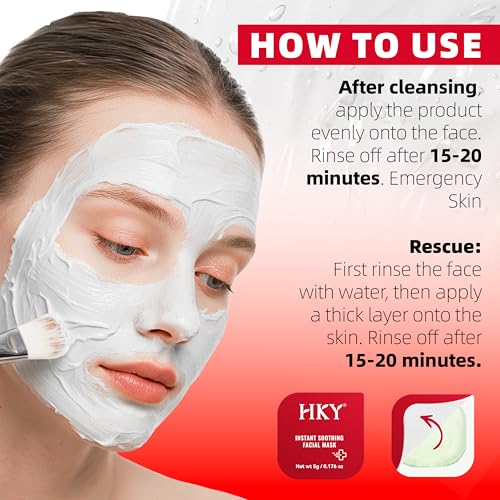 HKY Cooling Instant Soothing Facial Mask - Skin care Redness Relieving Deep Hydrating Pore Tightening with Zinc PCA, Botanical Peony, CoQ10, For Repair Skin Barrier(1 Box 12 Count)