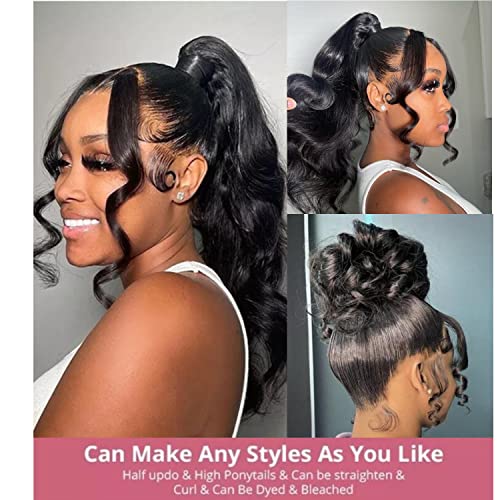 360 Lace Front Wig Human Hair 20 Inch Body Wave Full Lace Wigs Black Variation of THIS listing