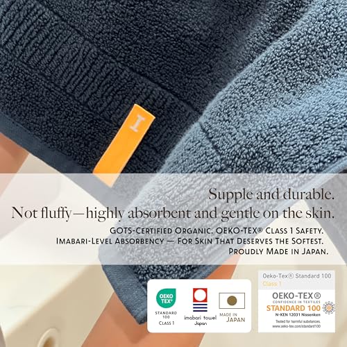 Navy 100% Organic Cotton Wash Cloth Set of 4 – Slow-Made in Japan, IKEUCHI ORGANIC