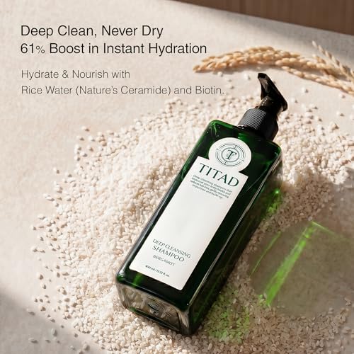 TITAD Scalp Detox Clarifying Shampoo with Rice Water & AHA – Sulfate-Free Hair Cleanser for Buildup & Oily Scalp