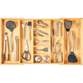 Adjustable Bamboo Kitchen Drawer Organizer for Utensils - For Utensil 19-33 Inches, Extra Large Expandable Cutlery Tray