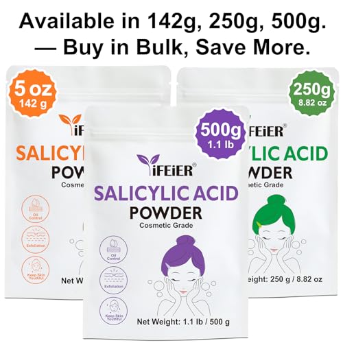 Pure Salicylic Acid Powder | Cosmetic Grade Salicylic Acid 1.1 LB (500 g) | Original Ingredients for DIY BHA Exfoliant for Skincare, Body, Hair & Industrial Use | Make Serum