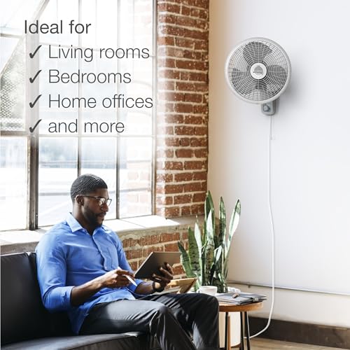 16-inch Oscillating Wall Mount Fan - 3-Speed Quiet Power, Gray