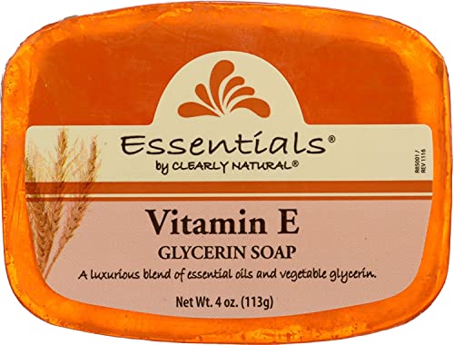 Glycerine Bar Soap with Vitamin E - Moisturizing Natural Skin Care, 4 oz, 12 Pack