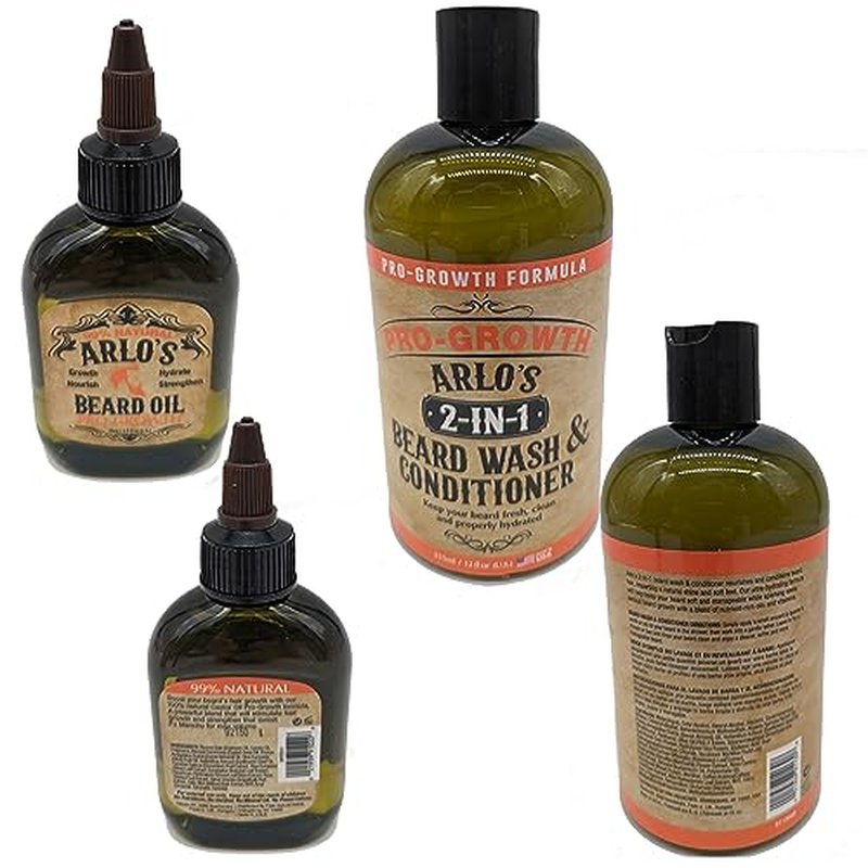 Arlo's 2-in-1 Pro-Growth Beard Wash and Conditioner 12 oz with Pro-Growth Beard Oil 2-PC Kit