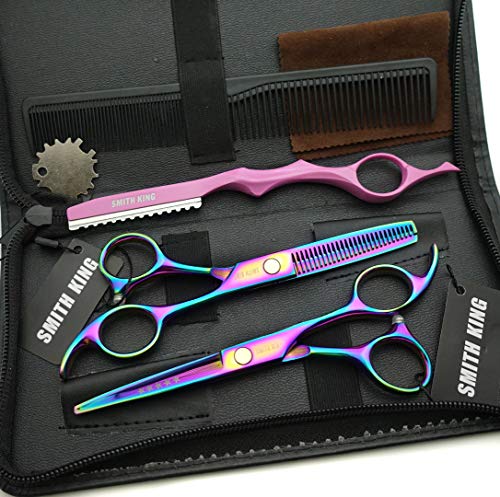 Smithking Rainbow 5.5 Inch Hair Cutting Scissors Set with Thinning Shears & Case