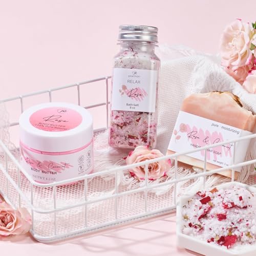 Pink Spa Gift Set for Women - Self-Care Bath Basket for Mother's Day & Gifts