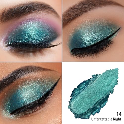 Oulac Cream Eyeshadow Green Set also for Highlighter Large Capacity Highly Pigmented Eye Shadow Waterproof &Long Lasting with Moisturizing Formula, Shimmer Glitter Eye Makeup. 6g.14+15