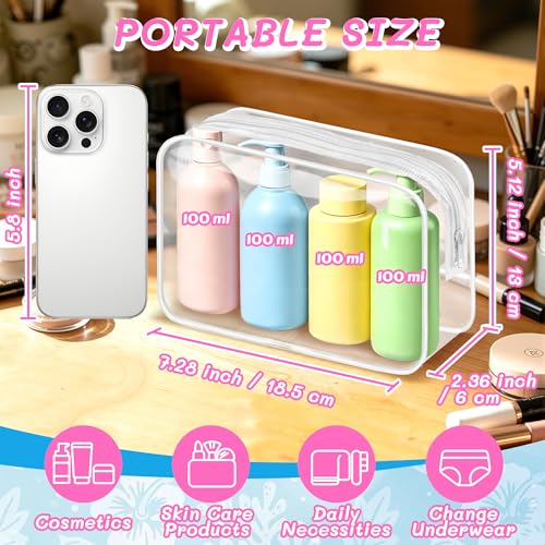 Medium Clear Waterproof Makeup Bag Set - 12 PVC Travel Toiletry Organizer