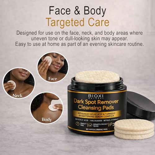 Dark Spot Remover Cleansing Pads with Kojic Acid & Turmeric - 120 Pads - Face & Body