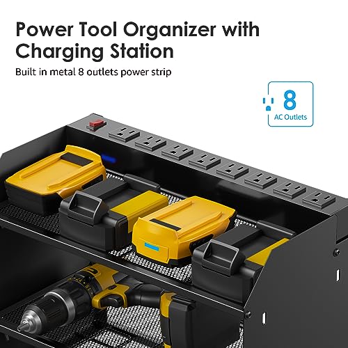 CCCEI Modular Power Tool Organizer Wall Mount Charging Station - Black / 6FT Cord