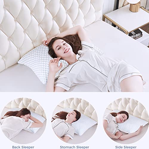 OSBED Queen Shredded Memory Foam Pillow Set of 4 with Cooling & Adjustable Support